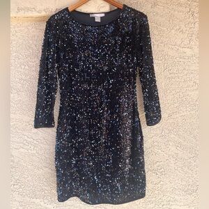 Forever 21 Long Sleeve Sequin Mini Dress - Black